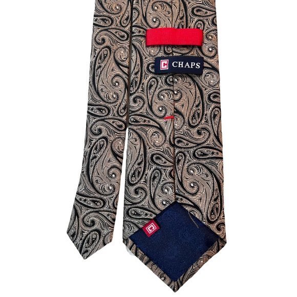 Chaps Men Tie Black and Gold Paisley - Picture 1 of 2